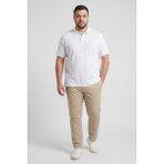 Beyaz Polo Yaka Büyük Beden Battal Erkek T-Shirt - 88511