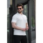 Beyaz Polo Yaka Triko Erkek Tişört E7417