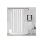 Beyaz Polyester Kumaş Büyük Boy Banyo Perdesi 240x200cm Yerli Üretim Askı Aparatı Plastik C-halka