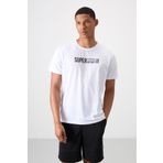 Beyaz Polyester Nefes Alan Dokulu İnce Esnek Standart Fit Erkek Performans T-Shirt - 88385