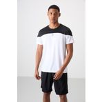 Beyaz Polyester Nefes Alan Dokulu İnce Esnek Standart Fit Erkek Performans T-Shirt - 88386