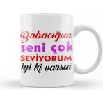 Beyaz Porselen Kupa Seti, Babalar Günü Hediye, Şık ve Kaliteli Tasarım - Seçenek 1