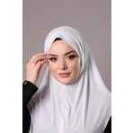 Beyaz Pratik Hazır Geçmeli Tesettür Eşarp Sandy Kumaş Düz Hijab 2308_42