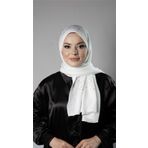 Beyaz Pratik Hazır Geçmeli Tesettür Şal Örme Kumaş Taş Desenli 2118T_42