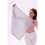 Beyaz Puantiye Model Fular Bandana Şal Estascarf 70X70 cm - Renkli