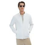 Beyaz Regular Fit Casual Dokuma Mont