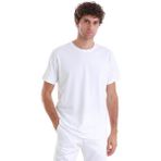Beyaz Regular Fit Düz Pamuklu Bisiklet Yaka Triko Tişört - XL