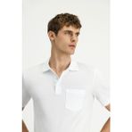 Beyaz Regular Fit Düz Polo Yaka Pamuklu Tişört | XL