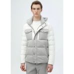 Beyaz Regular Fit Kapüşonlu Casual Dokuma Mont