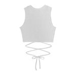 Beyaz Renk Bisiklet Yaka Düz Desensiz Likralı İpli Fitilli Kaşkorse Crop Top Bluz