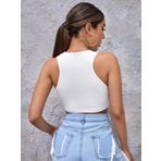 Beyaz Renk Bisiklet Yaka Düz Desensiz Likralı Slim Fit Crop Top Bluz (Beyaz, S)