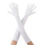 Beyaz Renk Dirseğe Kadar Uzun Kumaş Eldiven 40 Cm (5433)