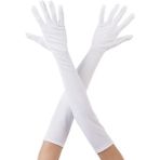 Beyaz Renk Dirseğe Kadar Uzun Kumaş Eldiven 40 cm - Çok Renkli