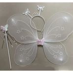 Beyaz Renk Kelebek Kanadı Tacı ve Sopası 50x37 cm (4604)