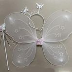 Beyaz Renk Kelebek Kanadı Tacı ve Sopası 50x37 cm (5264)