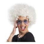Beyaz Renk Kıvırcık Afro Bonus Peruk (4172)