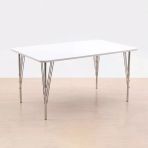 Beyaz Renk Metal Ayaklı Masa 119X89x74 Cm, 6-8 Kişilik Yemek Masası, Balkon Masası, Çalışma Masası Ve Bilgisayar Masası
