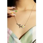 Beyaz Renk Papatya Model Gümüş Kolye