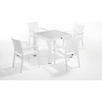 Beyaz Renkli Dış Mekan Bahçe Masa Sandalye Takımı 4 Kişilik 90 x 90