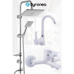 Beyaz Rusya 3 Parça Robot Yağmurlama Tepe Duş Seti Banyo Bataryası Mutfak ve Lavabo Musluk Batarya