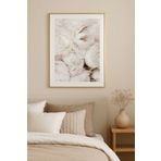 Beyaz Şakayık Çiçeği - Gerçek Cama Baskı Gold Alüminyum Metal Çerçeveli Tekli Modern Tablo