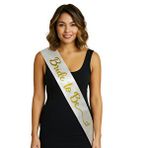 Beyaz Saten Üzerine El Yazısı İtalik Altın Bride To Be Kuşağı Renksiz