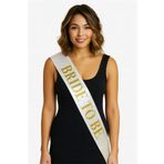 Beyaz Saten Üzerine Kalın Altın Yazılı Bride To Be Kuşağı