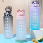 Beyaz Şeffaf 1 Litre Su Şişesi Zaman Ölçeği ile Fitness Açık Spor Su Pipetli Şişeler Buzlu Sızdırmaz Motivasyon Spor Bardak (Yurt Dışından) - Renkli - Water Bottles