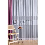 Beyaz Şeritli Aplik Örme Seyrek Pileli 1X2 Tül Perde, 320 x 240