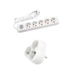 Beyaz Set Multi-Let 5'li Anahtarlı Topraklı Ç.k. Grup Priz 3 Metre + 3'lü Yonca Fiş-Priz