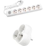 Beyaz Set Multi-Let 6'lı Anahtarlı Topraklı Ç.k. Grup Priz 5 Metre + 3'lü Yonca Fiş-Priz