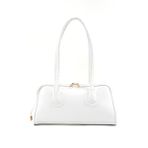 Beyaz SHK227 Kırışık Dokulu,suni Deri, Fermuarlı ,tek Bölmeli ,askılı El, Kol ve Omuz Çantası