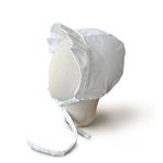 Beyaz Siperli Bağcıklı Poplin Bebek Şapkası (9-12 Ay)