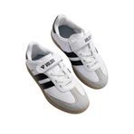 BEYAZ SİYAH ÇOCUK SNEAKER Düz Taban Cırtlı Bağcıklı Spor Ayakkabı 32