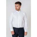 Beyaz Slim Fit Esnek Likralı Ata Yaka Pamuklu Gömlek