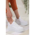 Beyaz Sneakers Yüksek Tabanlı 5 cm Spor Ayakkabı - 40