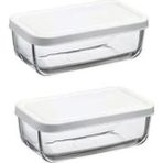 Beyaz Snow Box Kapaklı Cam Saklama Kabı, 2’li Set, Şık ve Kullanışlı Tasarım - Ahşap - Seçenek 1