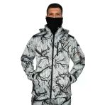 Beyaz Soft Shell Mont Avcı Saz Kar Desen Çift Kat Polarlı