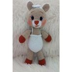 Beyaz Tulumlu Mutlu Minis Ayicik Uyku Arkadasi Amigurumi Organik Oyuncak