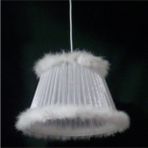 Beyaz Tüylü Çocuk Odası Yatak Odası Avizesi Çap 35 cm - 1 - Ahşap