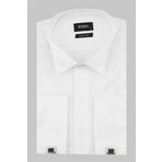 Beyaz Uzun Kol Ata Yaka Slim Fit Dar Kesim Basic Gömlek 1004225060