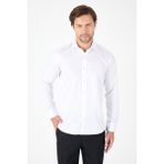 Beyaz Uzun Kol Yarım Italyan Yaka Cepsiz Non Iron Slim Fit Pamuklu Gömlek 1004250267
