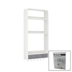 Beyaz Yapışkanlı Duvar Organizeri Plastik 3 Raf=14Cm-19Cm-30Cm - 2 Çekmece=40Cm - 6 Askı 19 Parça (Timya/Go1395) 199211