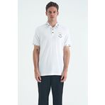 Beyaz Yazı Nakışlı Baskı Detaylı Standart Kalıp Polo Yaka Erkek T-Shirt - 88239