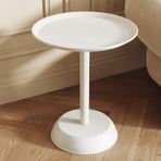 Beyaz Yuvarlak Sehpa, Küçük Alanlar için Mat Sehpa, Kanepe, Yatak Odası, Oturma Odası Köşeleri için Ayaklı Sehpa - Modern Minimalist Tasarım