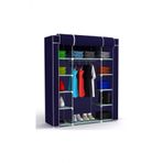 Beyazpazar Çelik Metal Profilli Bez Dolap 12 Raflı + 60 Cm. Askılıklı Bez Dolap Portatif Bez Dolap Lacivert
