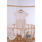 Beybek Kısa Kol Çizgili Erkek Bebek Yazlık Triko Tulum 5502 - 9 - 12 Ay - Bej