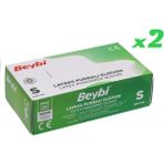 Beybi 100'lü Paket x 2 Small Boy Pudralı Lateks Eldiven Beyaz Renk ile Temizlik ve Muayene İçin İdeal