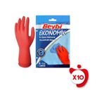 Beybi 9-9.5 Beden Kırmızı 10 Paket Ekonomik Ev İşleri ve Bulaşık Eldiveni
