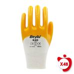 Beybi Beybi K40 Sarı 10 Beden 48 Çift Nitril Kaplı Pamuk ve Polyester Örgü İş Eldiveni